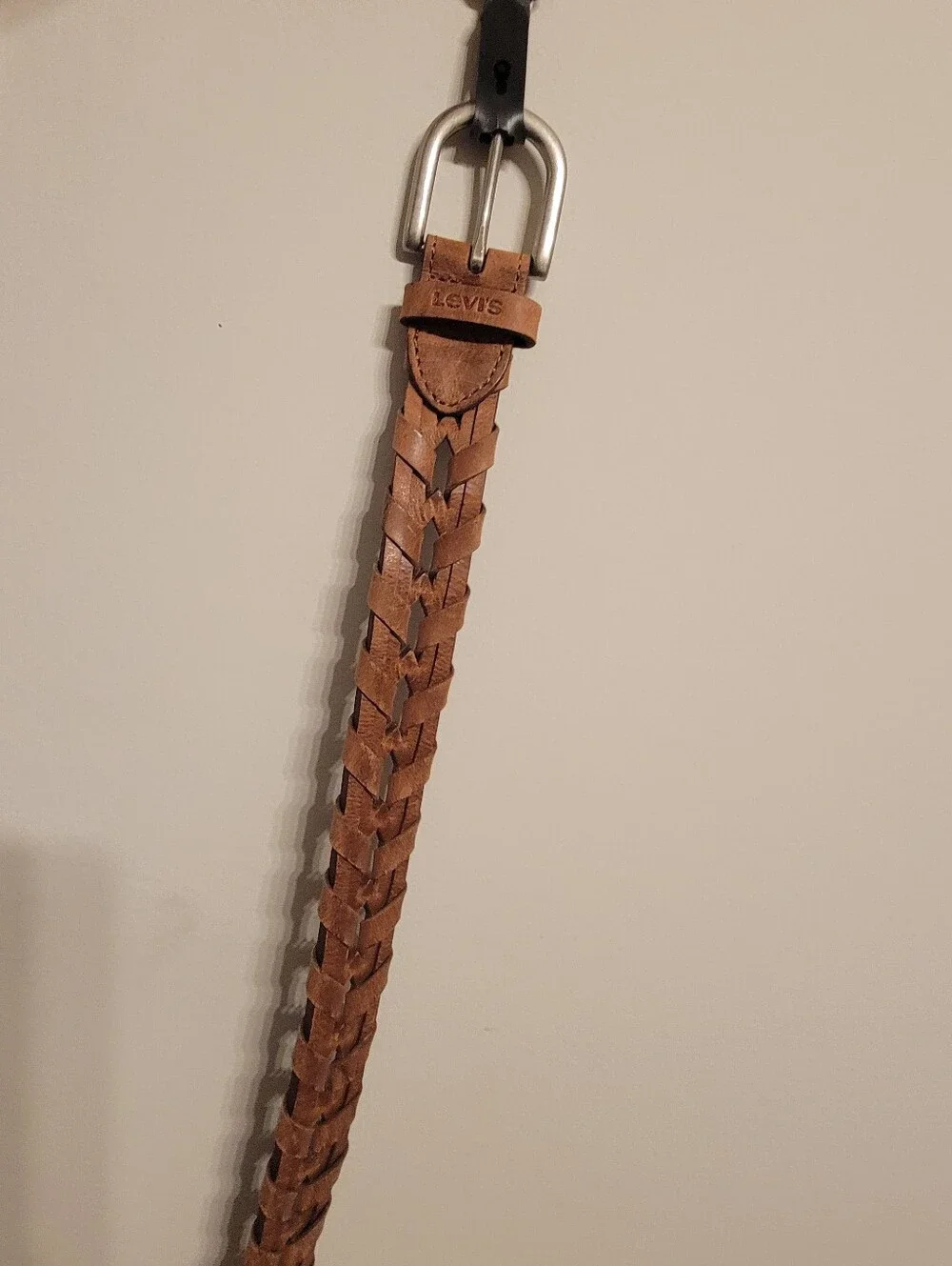 Levi's Women's Genuine Leather Woven Braided Belt (Cognac / Light Brown)